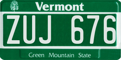 VT license plate ZUJ676