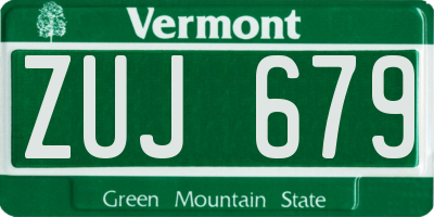 VT license plate ZUJ679