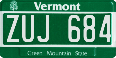 VT license plate ZUJ684