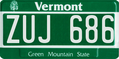 VT license plate ZUJ686