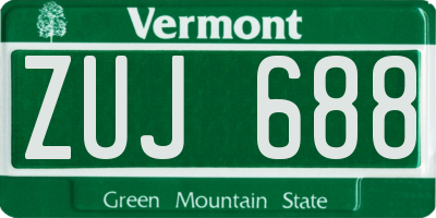 VT license plate ZUJ688