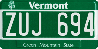 VT license plate ZUJ694