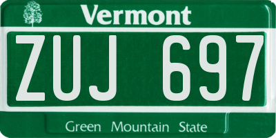 VT license plate ZUJ697