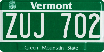VT license plate ZUJ702