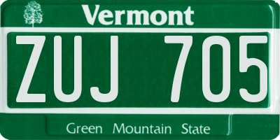 VT license plate ZUJ705