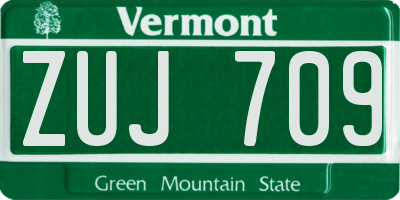 VT license plate ZUJ709