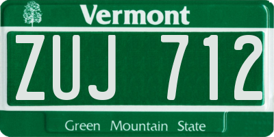 VT license plate ZUJ712