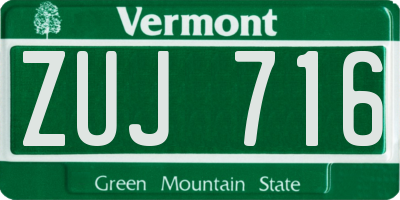 VT license plate ZUJ716