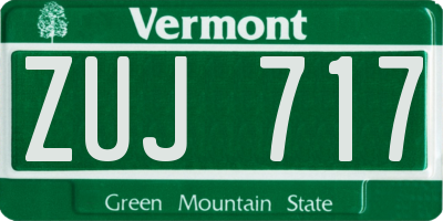 VT license plate ZUJ717