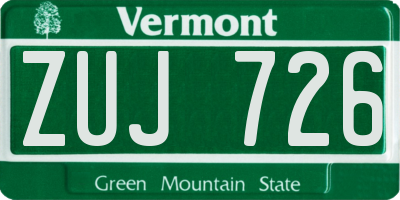 VT license plate ZUJ726