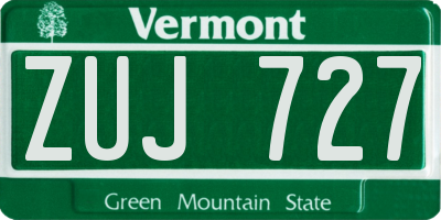 VT license plate ZUJ727
