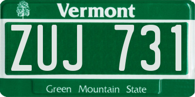 VT license plate ZUJ731