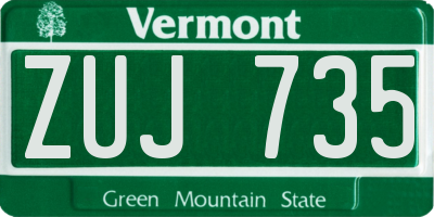 VT license plate ZUJ735