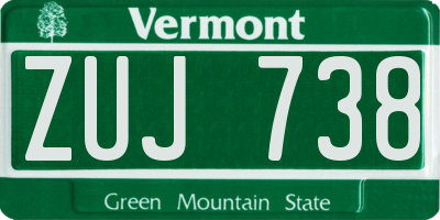 VT license plate ZUJ738