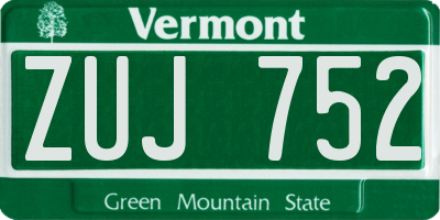 VT license plate ZUJ752