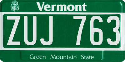 VT license plate ZUJ763
