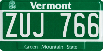VT license plate ZUJ766