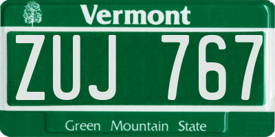 VT license plate ZUJ767