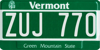 VT license plate ZUJ770