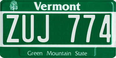 VT license plate ZUJ774