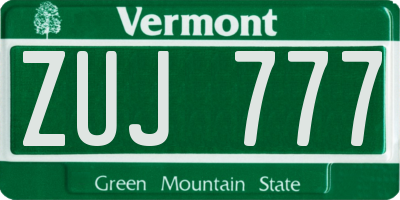VT license plate ZUJ777