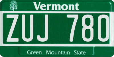 VT license plate ZUJ780