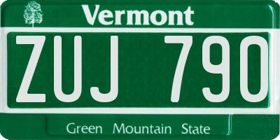 VT license plate ZUJ790