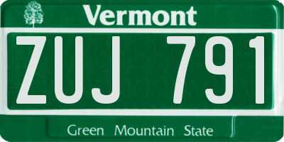 VT license plate ZUJ791