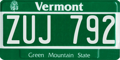 VT license plate ZUJ792