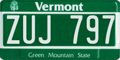 VT license plate ZUJ797
