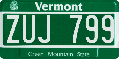 VT license plate ZUJ799