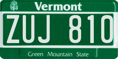 VT license plate ZUJ810