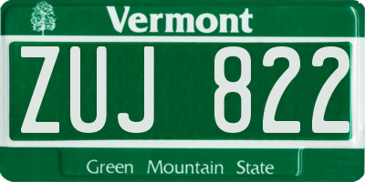 VT license plate ZUJ822