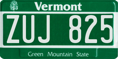 VT license plate ZUJ825