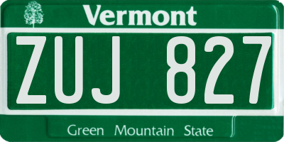 VT license plate ZUJ827