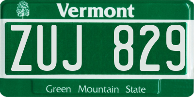 VT license plate ZUJ829