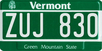 VT license plate ZUJ830