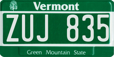 VT license plate ZUJ835