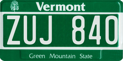 VT license plate ZUJ840