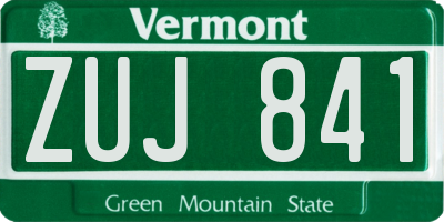 VT license plate ZUJ841
