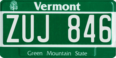 VT license plate ZUJ846