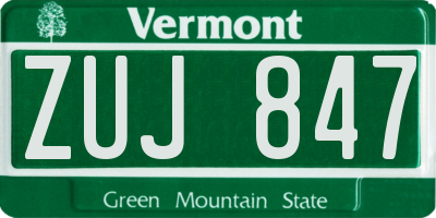 VT license plate ZUJ847