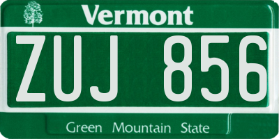 VT license plate ZUJ856