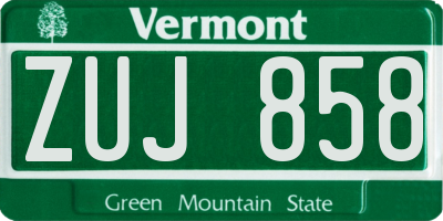 VT license plate ZUJ858