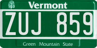 VT license plate ZUJ859