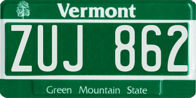 VT license plate ZUJ862