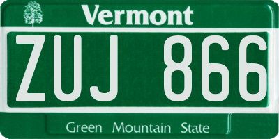 VT license plate ZUJ866
