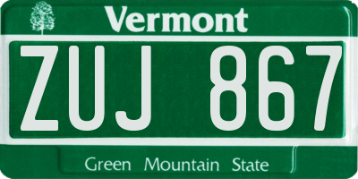 VT license plate ZUJ867