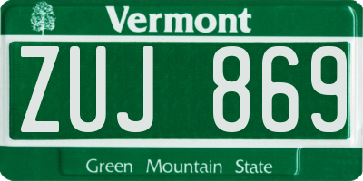 VT license plate ZUJ869