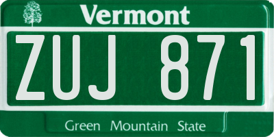 VT license plate ZUJ871